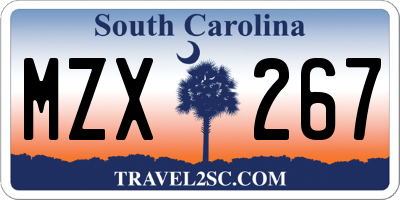 SC license plate MZX267