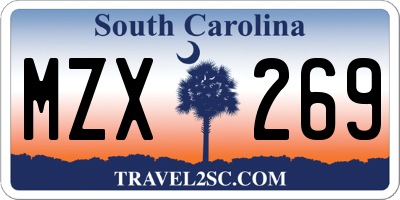 SC license plate MZX269
