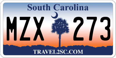 SC license plate MZX273