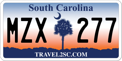 SC license plate MZX277
