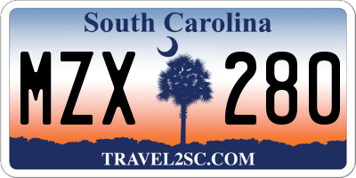 SC license plate MZX280
