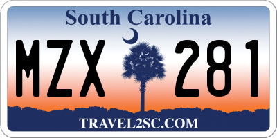 SC license plate MZX281