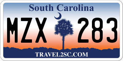 SC license plate MZX283