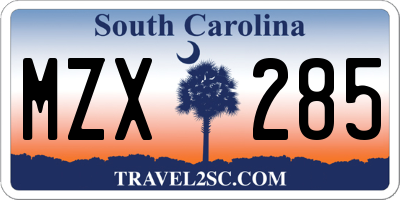 SC license plate MZX285