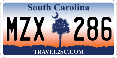 SC license plate MZX286