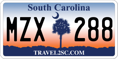 SC license plate MZX288