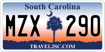 SC license plate MZX290