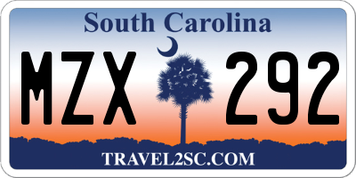 SC license plate MZX292