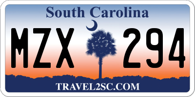 SC license plate MZX294