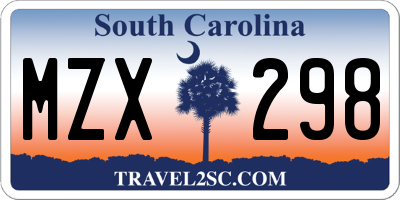 SC license plate MZX298