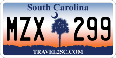 SC license plate MZX299