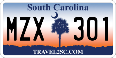 SC license plate MZX301