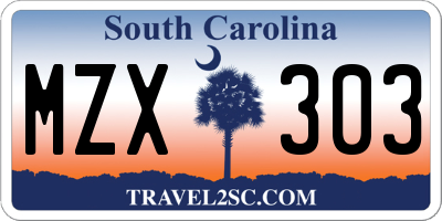 SC license plate MZX303