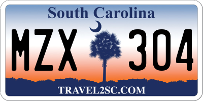 SC license plate MZX304