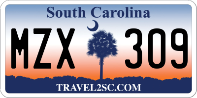 SC license plate MZX309