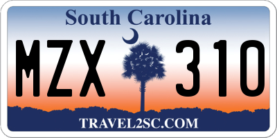 SC license plate MZX310