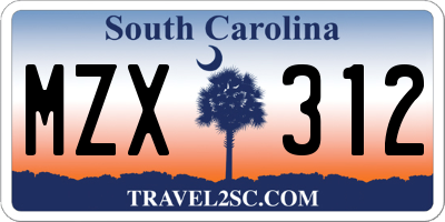 SC license plate MZX312
