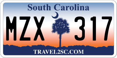 SC license plate MZX317
