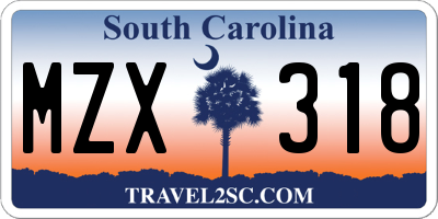 SC license plate MZX318