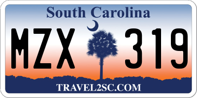 SC license plate MZX319