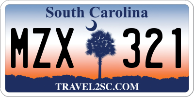 SC license plate MZX321