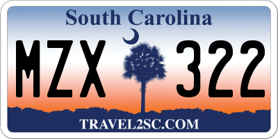 SC license plate MZX322