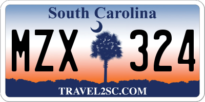 SC license plate MZX324