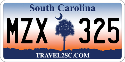 SC license plate MZX325