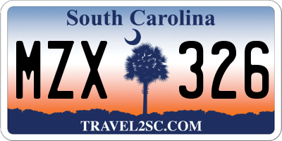 SC license plate MZX326