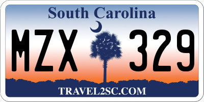 SC license plate MZX329