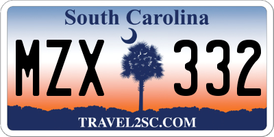 SC license plate MZX332