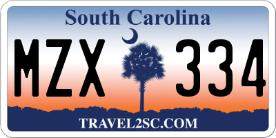 SC license plate MZX334