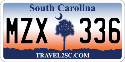 SC license plate MZX336