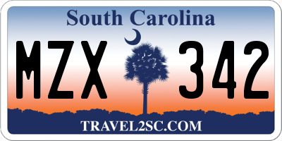 SC license plate MZX342