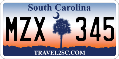SC license plate MZX345
