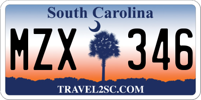 SC license plate MZX346