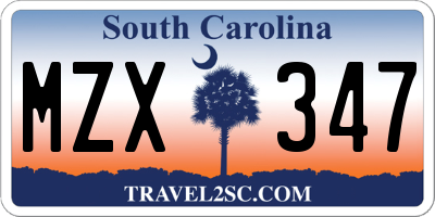 SC license plate MZX347