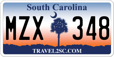 SC license plate MZX348