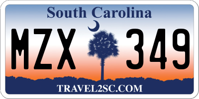 SC license plate MZX349