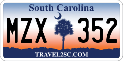 SC license plate MZX352