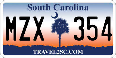 SC license plate MZX354