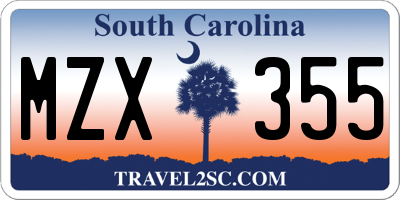SC license plate MZX355
