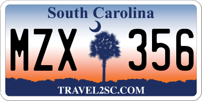 SC license plate MZX356