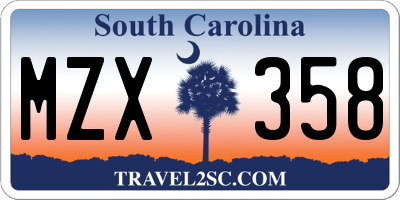 SC license plate MZX358