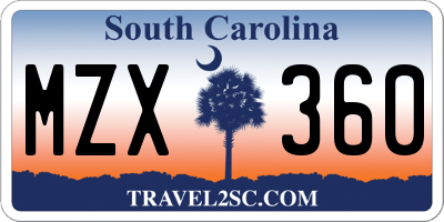 SC license plate MZX360