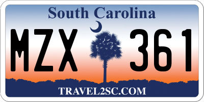 SC license plate MZX361