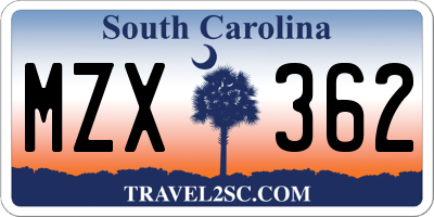 SC license plate MZX362