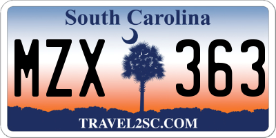 SC license plate MZX363