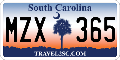 SC license plate MZX365