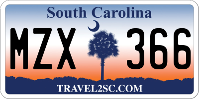 SC license plate MZX366